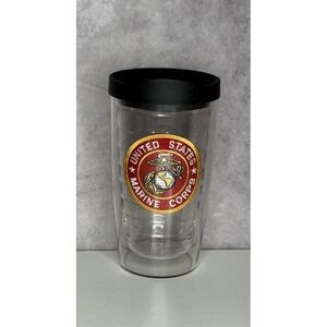 Tervis 16oz USMC Marine Corps Retired Red Patch Design Travel Tumbler Black Lid